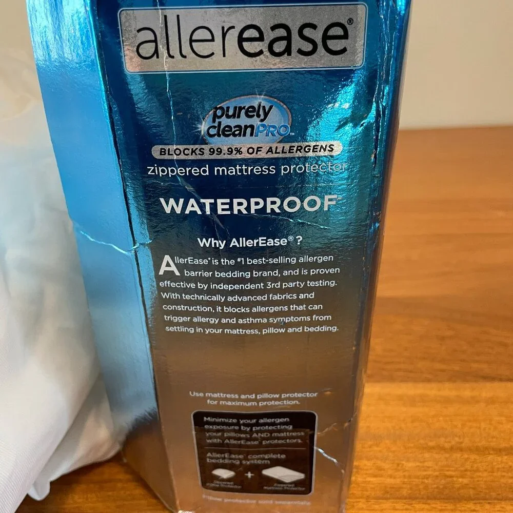NEW AllerEase Waterproof FULL Polyester Zip Allergy Mattress Protector, Warranty